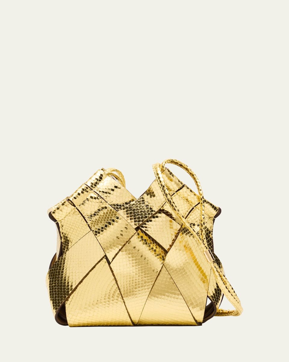 Charlotte Metallic Snake-Print Crossbody Bag